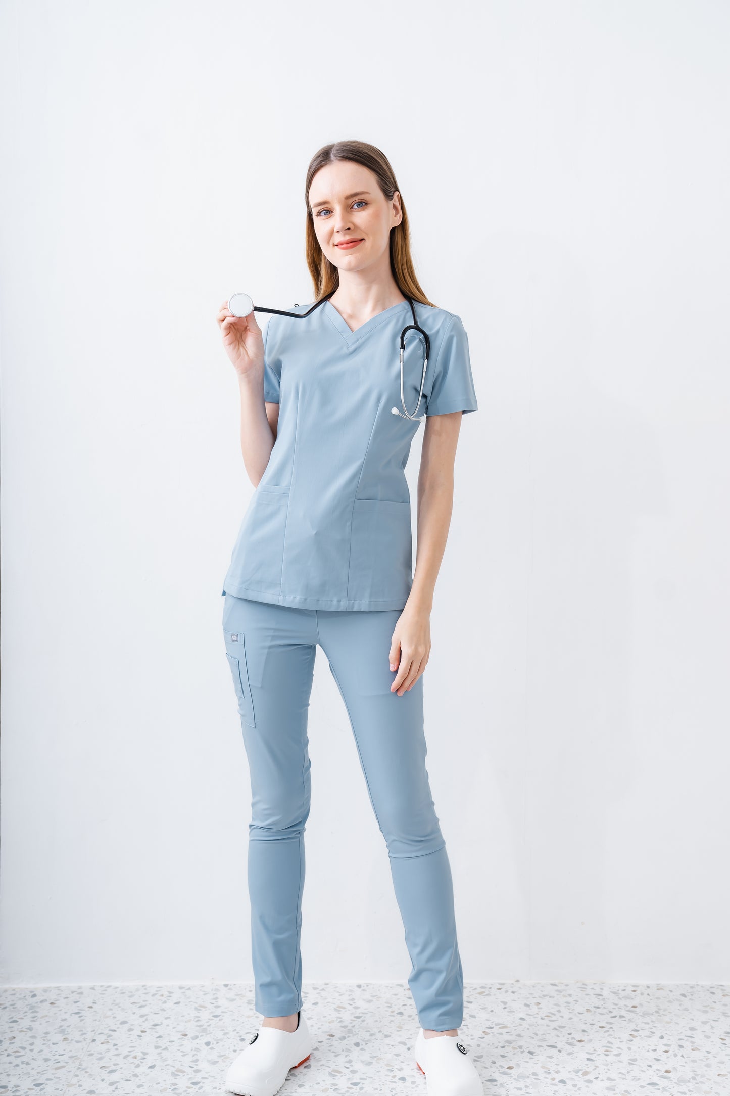 PAT-MED 'JOY' Premium Women's Scrub Top STONE BLUE