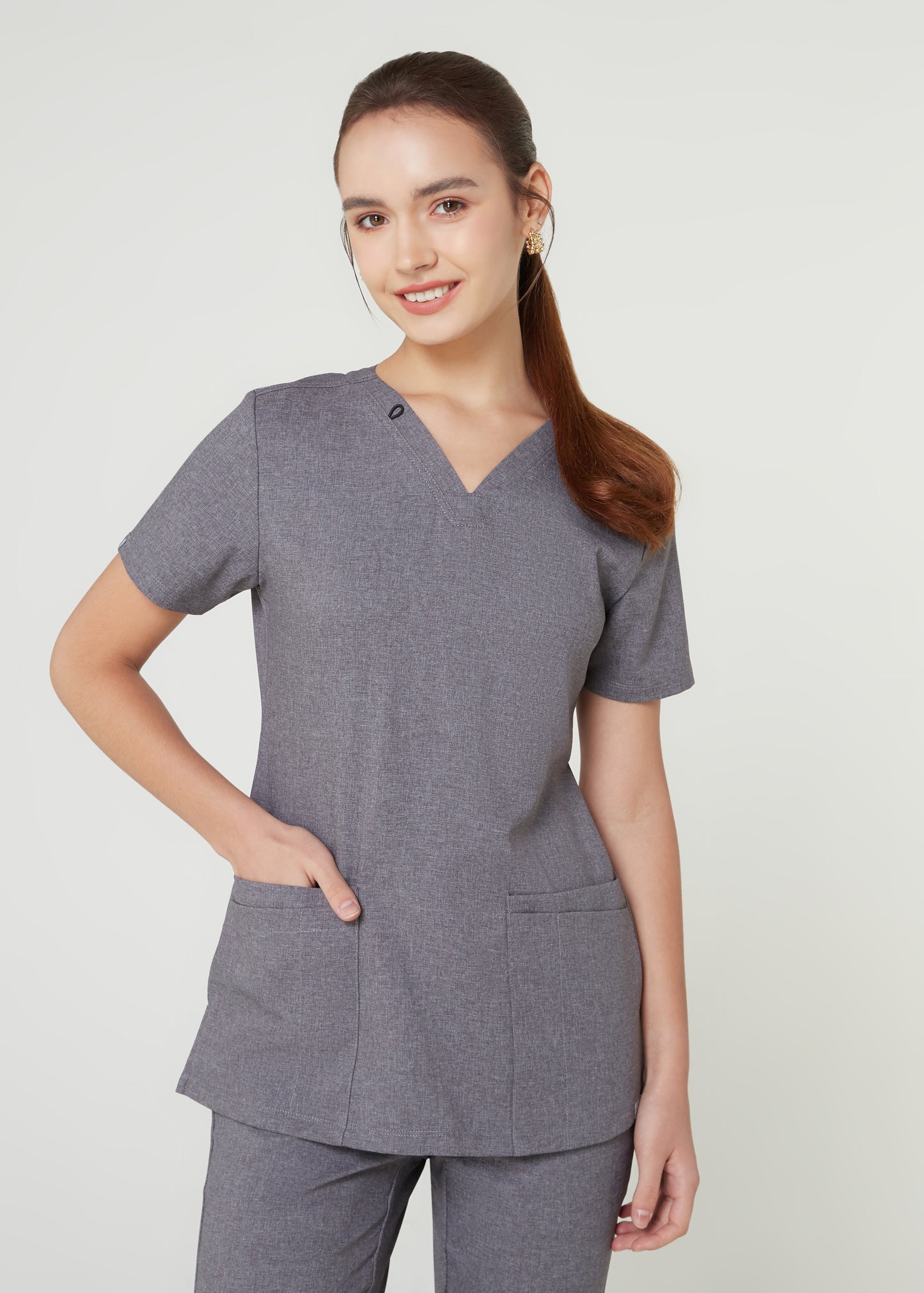 PAT-MED 'COMFY' Women's Scrub Top HEATHER GRAY
