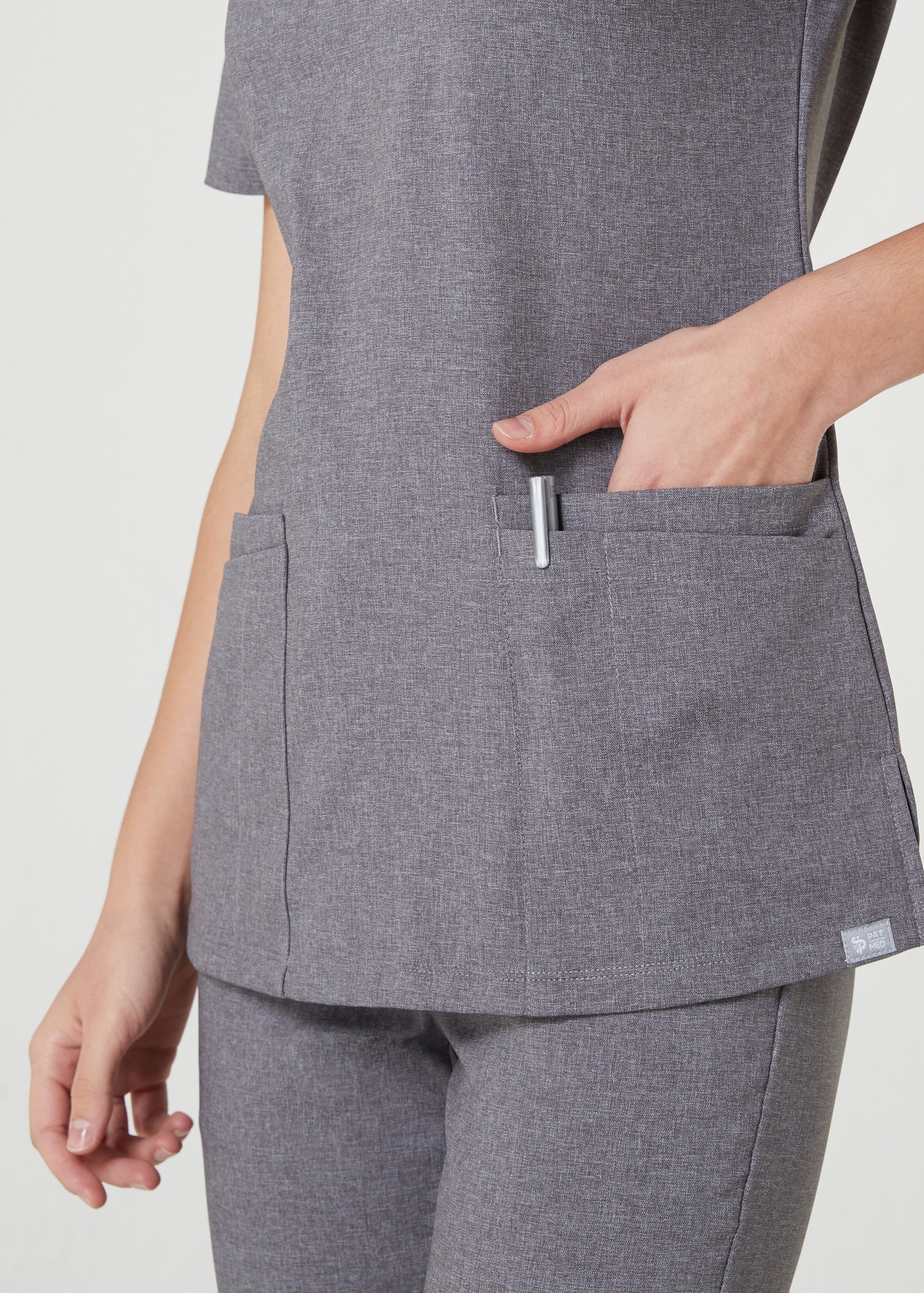 PAT-MED 'COMFY' Women's Scrub Top HEATHER GRAY
