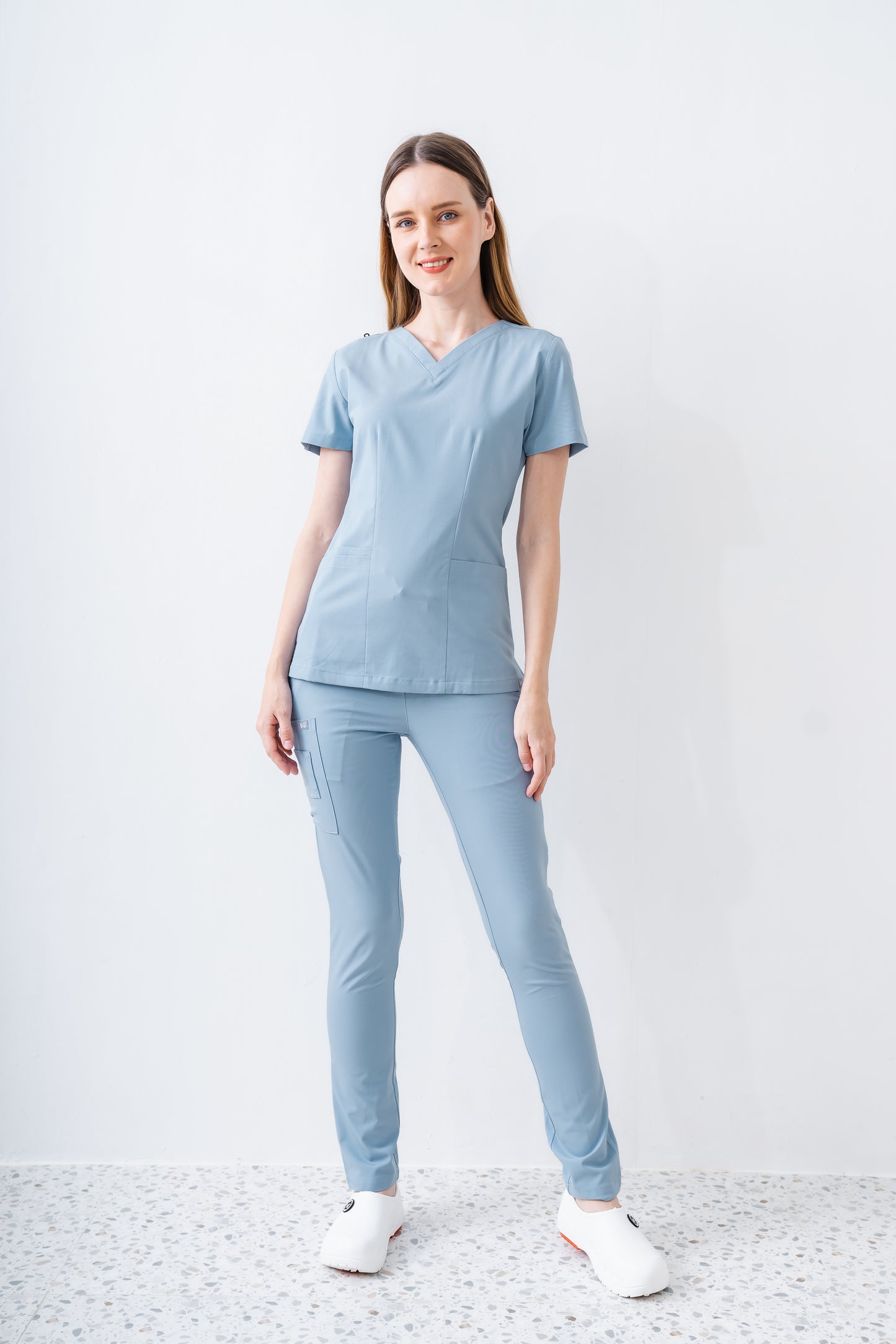 PAT-MED 'JOY' Premium Women's Scrub Top STONE BLUE