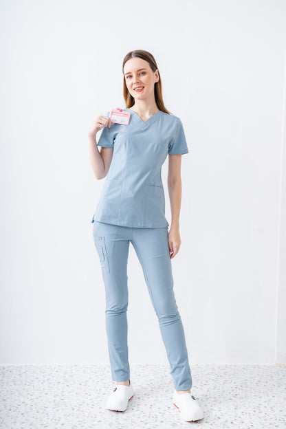 PAT-MED 'JOY' Premium Women's Scrub Top STONE BLUE