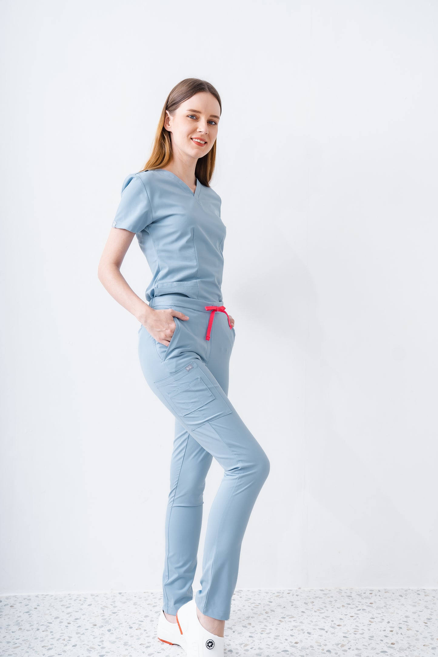 PAT-MED 'JOY' Premium Women's Scrub Top STONE BLUE