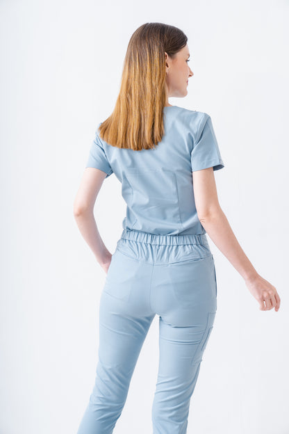 PAT-MED 'JOY' Premium Women's Scrub Top STONE BLUE